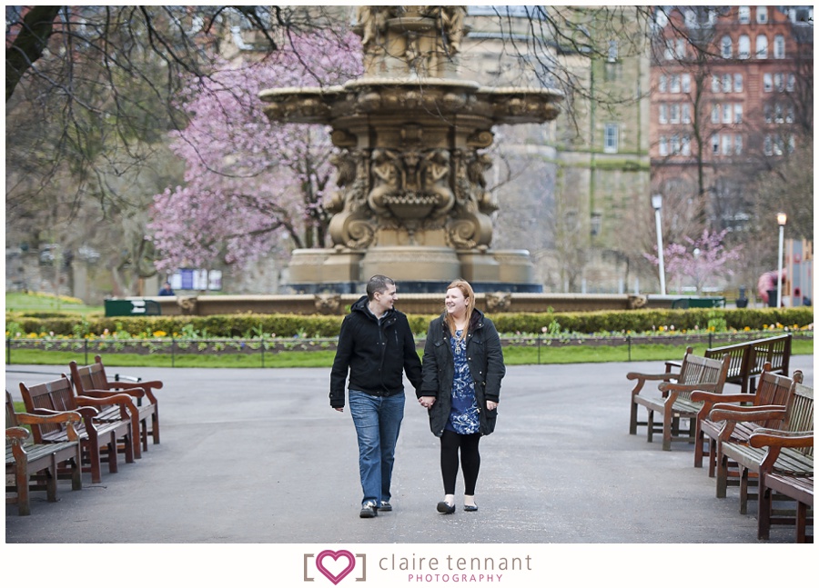 pre-wedding shoot in Princes Street Gardens, Edinburgh