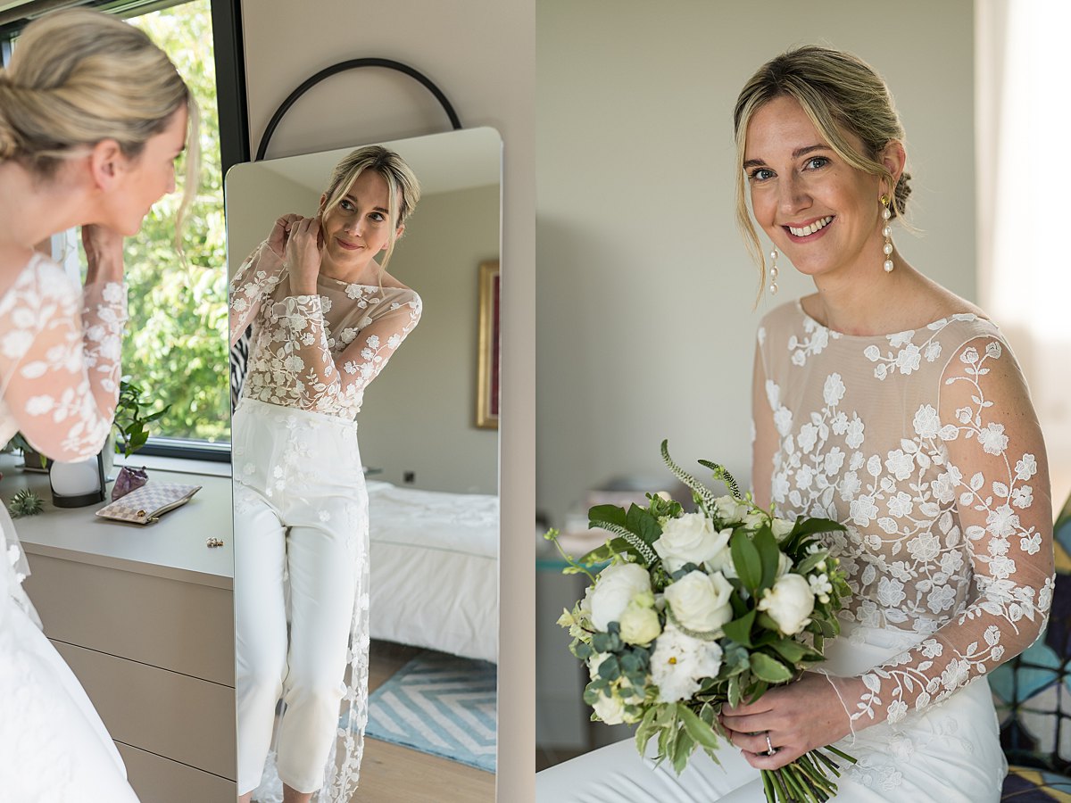 bridal trousers and sheer top