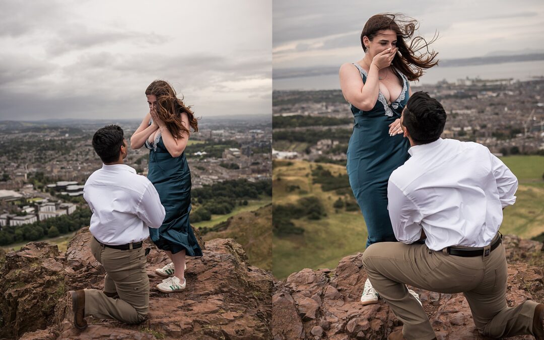 Surprise proposal shoot on Arthur’s Seat in Edinburgh